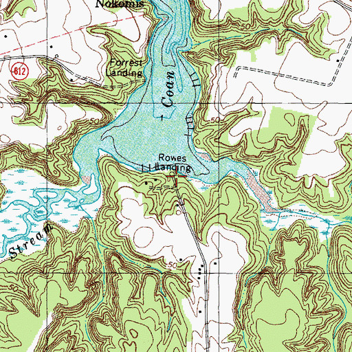 Topographic Map of Rowes Landing, VA