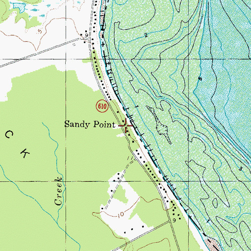 Topographic Map of Sandy Point, VA