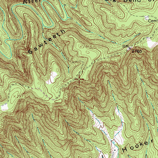 Topographic Map of Sawteeth, VA