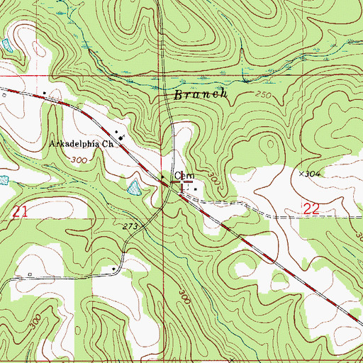 Topographic Map of Arkadelphia Cemetery, AL