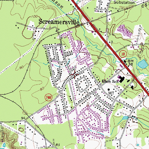 Topographic Map of Screamersville, VA