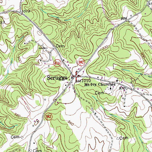 Topographic Map of Scruggs, VA