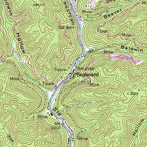 Topographic Map of Seaboard, VA