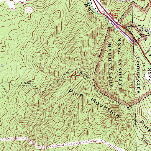 Topographic Map of Pine Mountain, VA