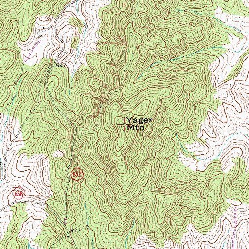 Topographic Map of Yager Mountain, VA