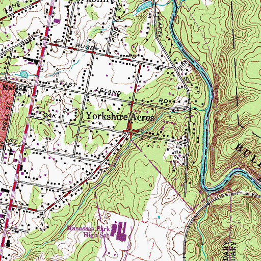 Topographic Map of Yorkshire Acres, VA