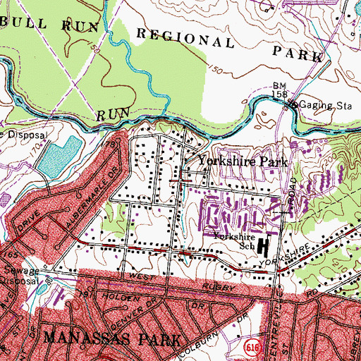 Topographic Map of Yorkshire Park, VA