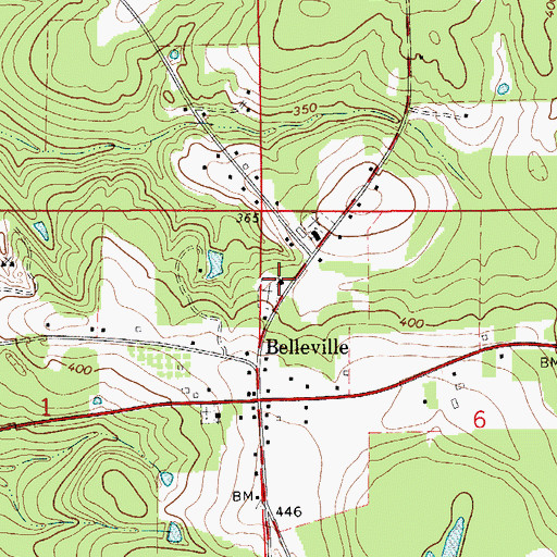 Topographic Map of Belleville Church, AL
