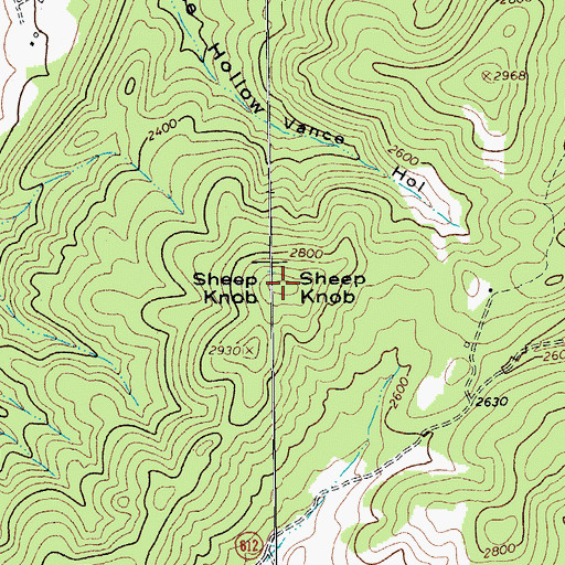 Topographic Map of Sheep Knob, VA