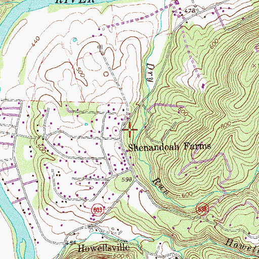 Topographic Map of Shenandoah Farms, VA