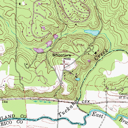 Topographic Map of Shooters Hill, VA