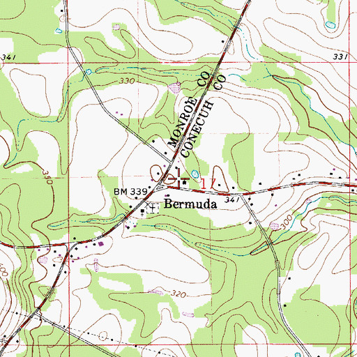 Topographic Map of Bermuda Church, AL
