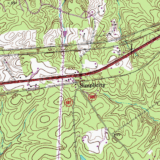 Topographic Map of Simplicity, VA