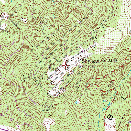 Topographic Map of Skyland Estates, VA
