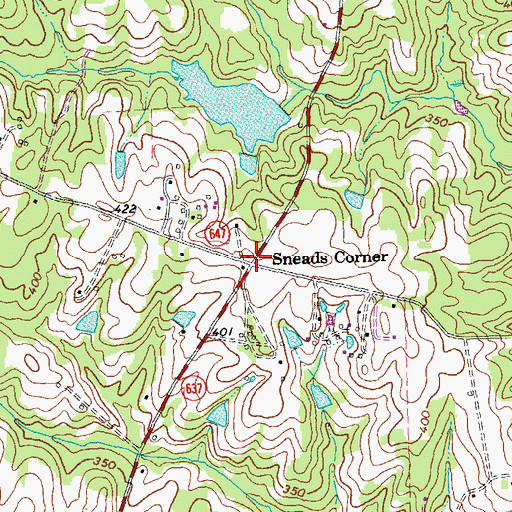 Topographic Map of Sneads Corner, VA