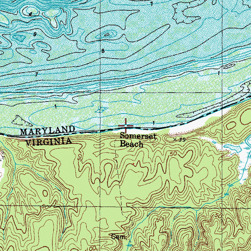 Topographic Map of Somerset Beach, VA