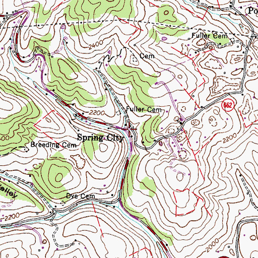 Topographic Map of Spring City, VA