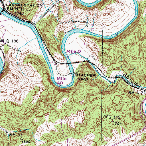 Topographic Map of Stacher Ford, VA