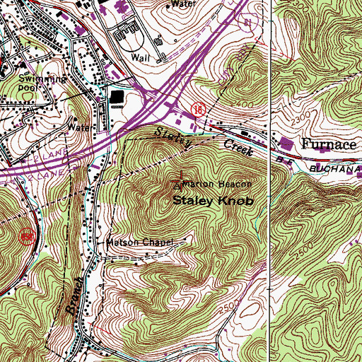 Topographic Map of Staley Knob, VA