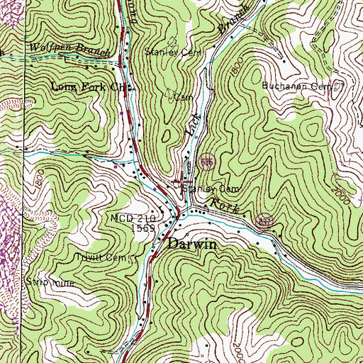 Topographic Map of Stanley Cemetery, VA
