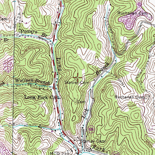 Topographic Map of Stanley Cemetery, VA