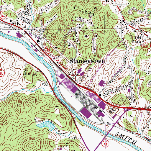 Topographic Map of Stanleytown, VA