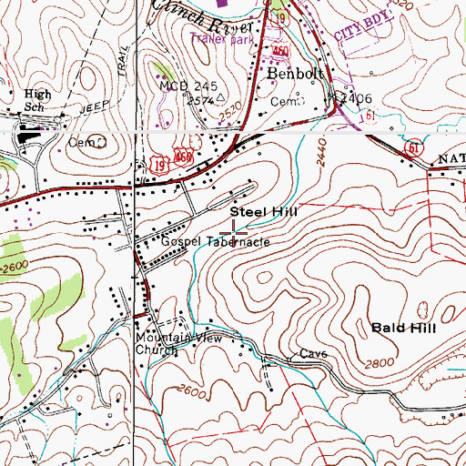 Topographic Map of Steel Hill, VA