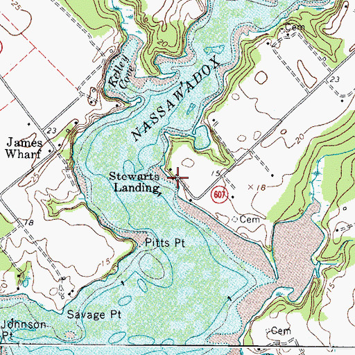 Topographic Map of Stewarts Landing, VA