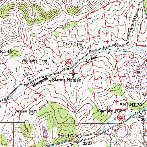 Topographic Map of Stone Bruise, VA