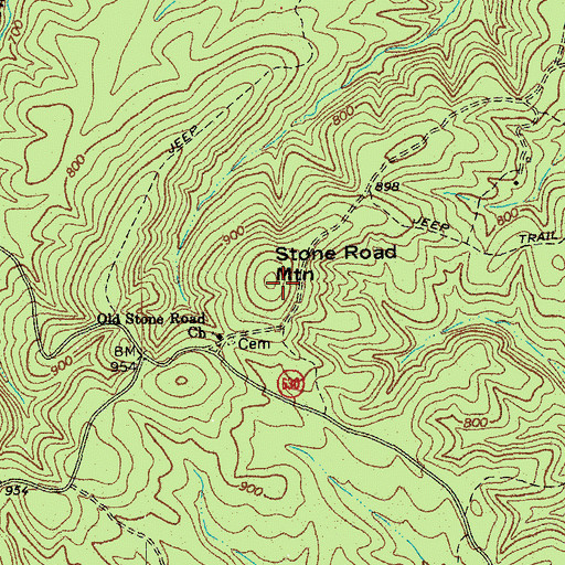 Topographic Map of Stone Road Mountain, VA