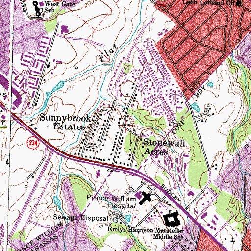 Topographic Map of Stonewall Acres, VA
