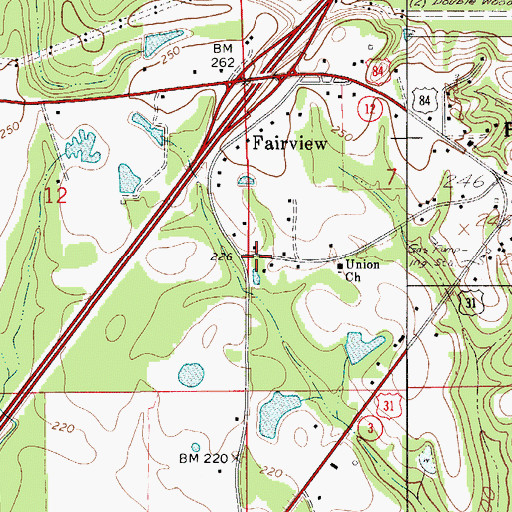 Topographic Map of Fairview Church, AL