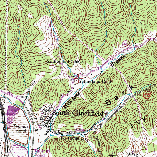 Topographic Map of Sutherland Cemetery, VA