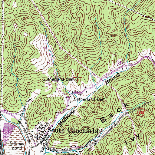 Topographic Map of Sutherland Cemetery, VA