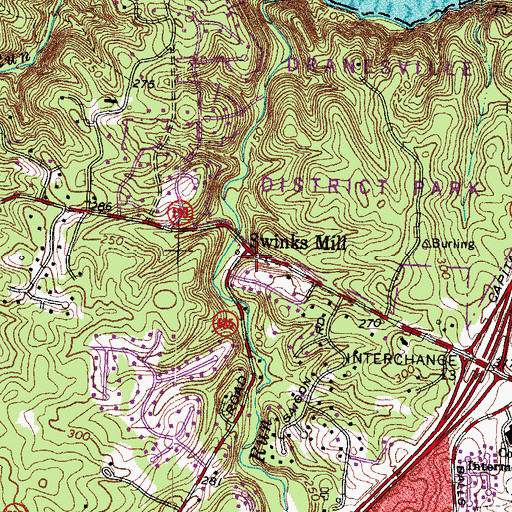 Topographic Map of Swinks Mill, VA