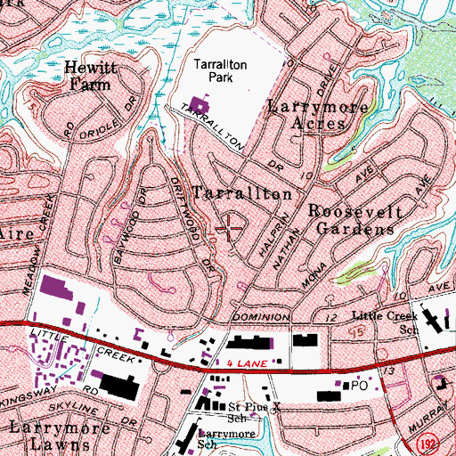Topographic Map of Tarrallton, VA