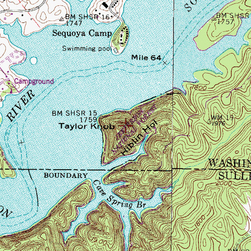 Topographic Map of Taylor Knob, VA