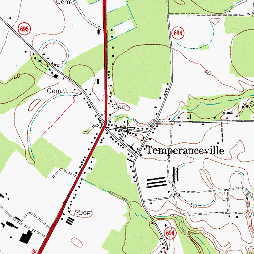 Topographic Map of Temperanceville, VA