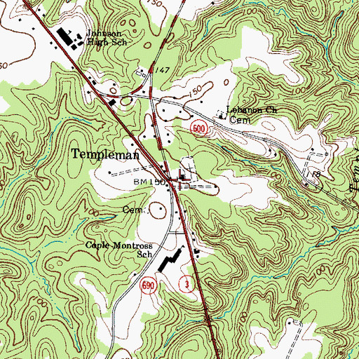Topographic Map of Templeman, VA