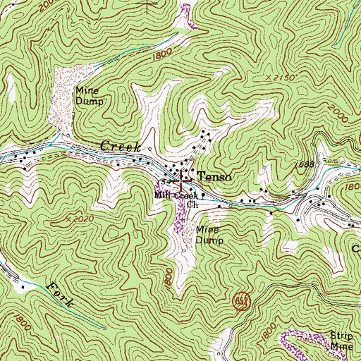 Topographic Map of Tenso, VA