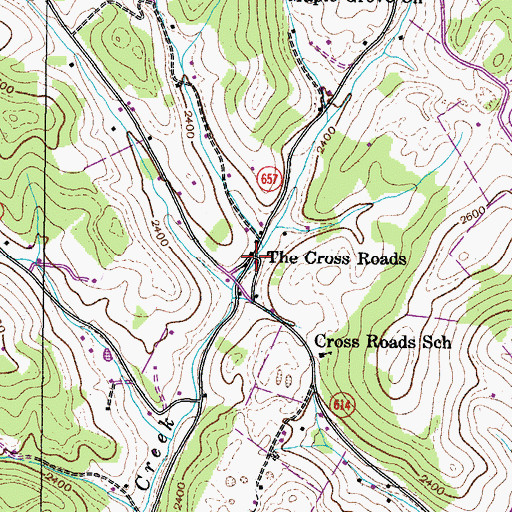 Topographic Map of The Cross Roads, VA