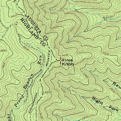 Topographic Map of Tims Knob, VA