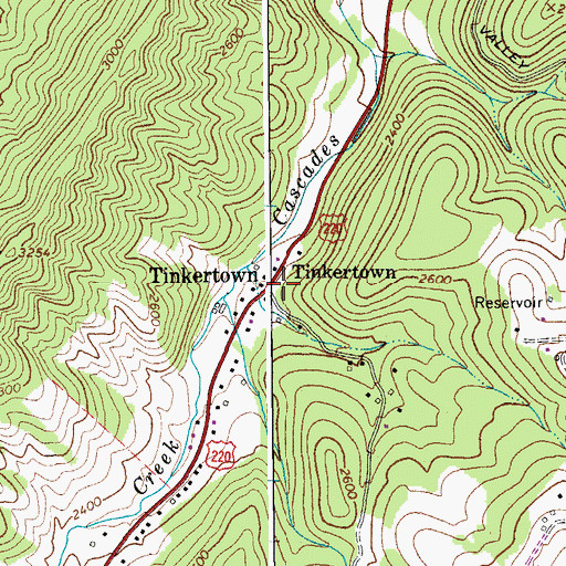Topographic Map of Tinkertown, VA