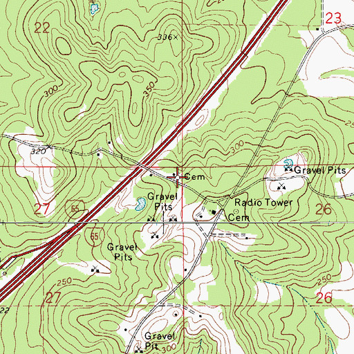 Topographic Map of Hamden Ridge Cemetery, AL