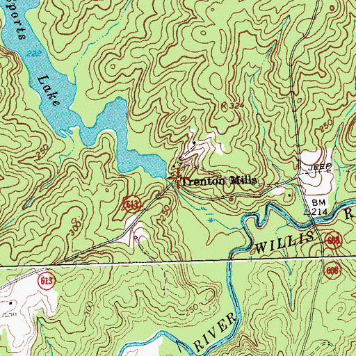 Topographic Map of Trenton Mills, VA