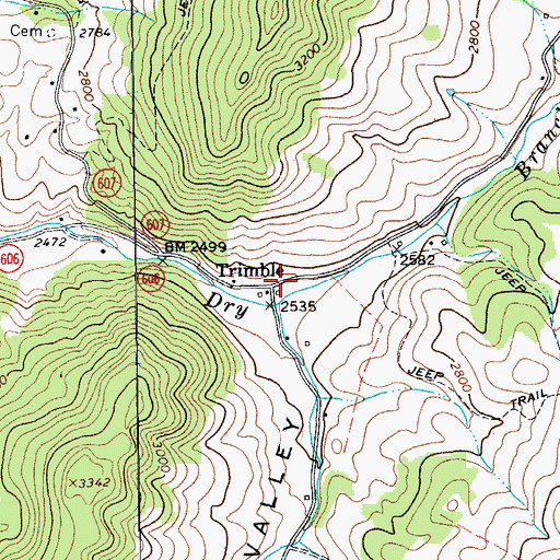Topographic Map of Trimble, VA