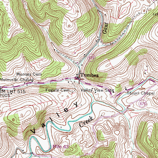 Topographic Map of Tumbez, VA
