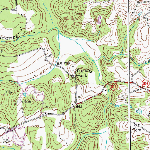 Topographic Map of Turkey Fork, VA