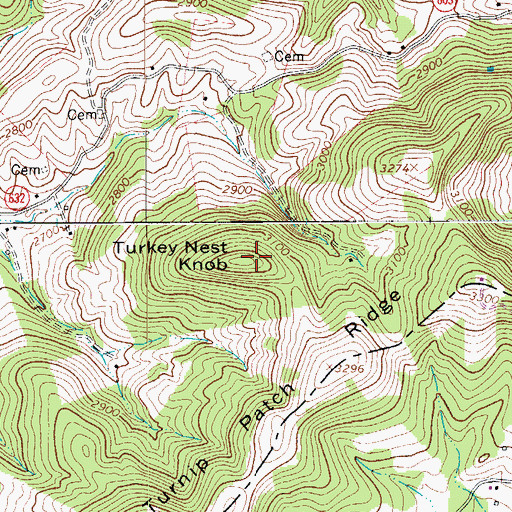 Topographic Map of Turkey Nest Knob, VA