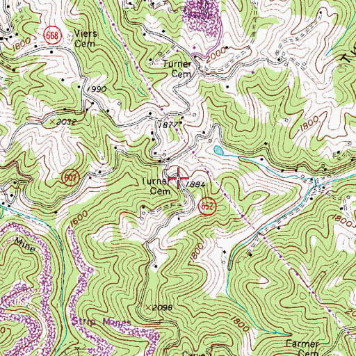 Topographic Map of Turner Cemetery, VA